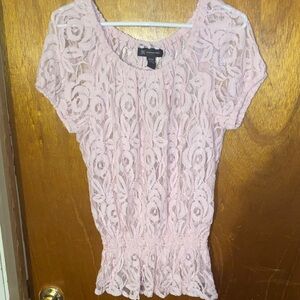INC International Concepts Light Pink Lace Blouse